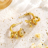 Retro Stainless Steel Irregular Line Ring Earrings – Everyday Gifts — 2