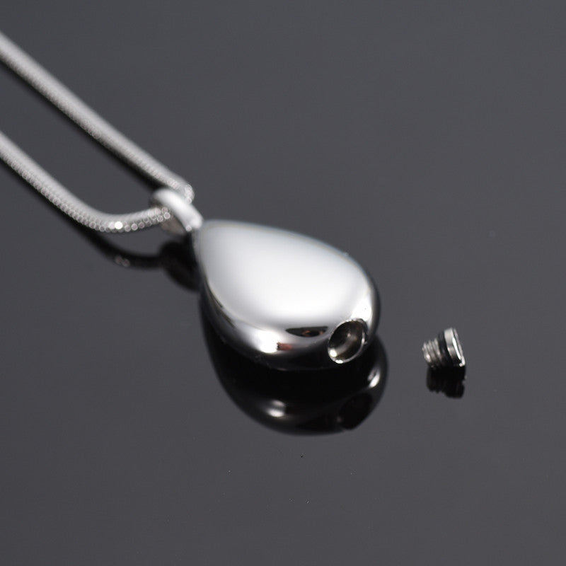 Titanium Steel Drop Shape Urn Pendant Necklace – Jewelry Gift Ideas — 1