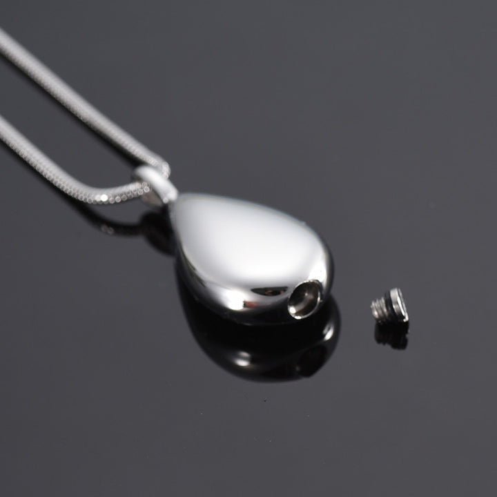 Titanium Steel Drop Shape Urn Pendant Necklace – Jewelry Gift Ideas — 1