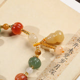 Natural Gold Filigree Jade Pumpkin Beads Bracelet – Jewelry Gift Ideas — 6