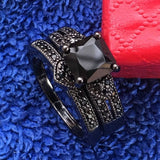 Love heart black gold two-piece ring – Gifts for Couples — 4