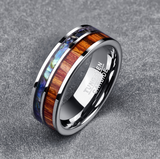 8MM Wide Polished Tungsten Carbide Ring Inlay Wood – Stylish Gifts — 3
