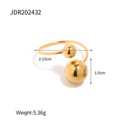 Spherical Personality Ring Female Gold Steel Size Ball – Gifts for Her — 10
