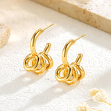 Retro Stainless Steel Irregular Line Ring Earrings – Everyday Gifts — 4