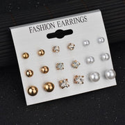 Row of studs, earrings, 9 pairs of pearls – Stylish Gifts — 4