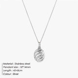 Simple Geometric Oval Pendant Gold Stainless – Jewelry Gift Ideas — 2