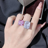 Artificial Topaz Square Ring Female Simple Micro – Gifts for Her — 5