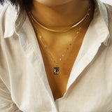 Ladies Square Gem Simple Double Necklace – Jewelry Gift Ideas — 1