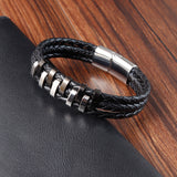 Stainless Steel Leather Woven Bracelet – Jewelry Gift Ideas — 4