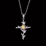 Cross Rose Pendant Birthstone Necklace Citrine – Jewelry Gift Ideas — 5