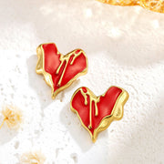 Liquid Irregular Heart-shaped Dripping Stud Earrings – Gifts for Her — 5