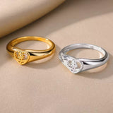 Hollow Out SUNFLOWER Love Heart-shaped Ring – Gifts for Couples — 4