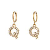 18K Gold Plated Micro Set Zircon Letter Earrings – Gifts for Her — 13