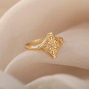 Diamond-shaped Hollowed Out Flower Ring Female I – Jewelry Gift Ideas — 3