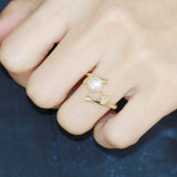 Simple Golden Bamboo Leaf Opening Adjustable Ring – Unique Gift Ideas — 6