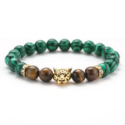 8mm Volcanic Stone Onyx Alloy Leopard Head Beaded – Jewelry Gift Ideas — 9