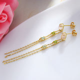 Earrings Natural Crystal Tassel Double Layer – Birthday Gifts — 3