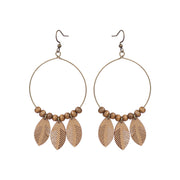 Style Tassel Earrings Female Leaf Circle Metal Leather – Stylish Gifts — 5
