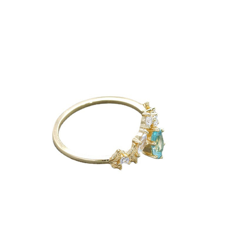 14K Gold Baroque Quiet Apatite White Zirconium Ring – Small Gift Ideas — 5