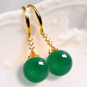 Elegant Silvering Earrings Female Chalcedony Green – Gifts for Her — 13
