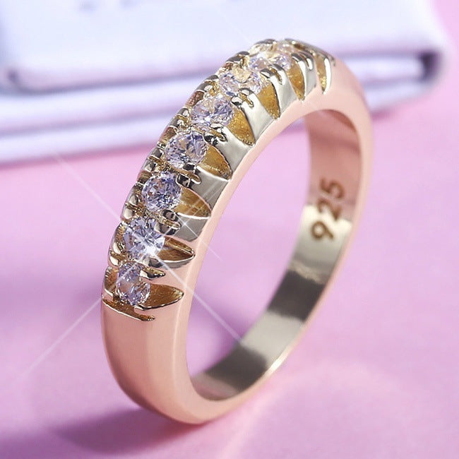 Gold-Plated Fashion Single Row Geometric Ring Female – Stylish Gifts — 1