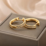 Minimalist Zircon Earrings Micropaved Round Buckles – Thoughtful Gifts — 2