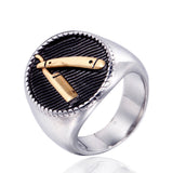 Hairstylist Razor Men's Vintage Titanium Steel Ring – Gifts for Him — 1