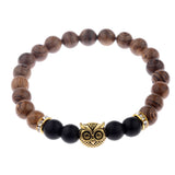 Owl frosted stone lifeline wood grain bracelet – Jewelry Gift Ideas — 2