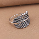 S925 Sterling Silver Inlaid Banana Leaf Ring – Holiday Gift Ideas — 1
