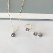 Square Women's Fashion Simple Necklace Rings Ear Studs – Stylish Gifts — 7