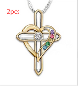 Cross Love Colorful Imitatio Gemstone Pendant – Jewelry Gift Ideas — 11