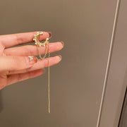 Diamond And Pearl Heart Tassel Ear Clips – Practical Gifts — 11