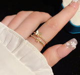 Double Layered Diamond Butterfly Ring With Versatile – Stylish Gifts — 1
