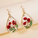 Drop-shaped Epoxy Leaf-shaped Flowers Earrings – Small Gift Ideas — 8