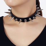 Black Punk Rock Leather Necklace Necklace – Jewelry Gift Ideas — 3