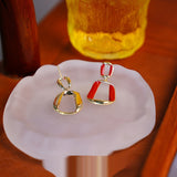 Silver Needle Square Twisted Enamel Earrings – Surprise Gifts — 3