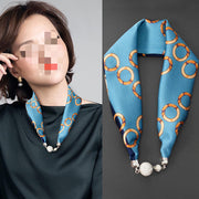 Magnetic Buckle Silk Women Scarf Pearl Necklace – Stylish Gifts — 1