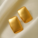 Retro 18K Gold Rectangular Matte Brushed Earrings – Thoughtful Gifts — 1