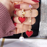 Long Love Earrings With Asymmetrical Tassel – Gifts for Couples — 1