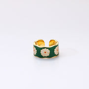 Vintage Oil Drop Daisy Ring Wide Ring – Birthday Gifts — 1