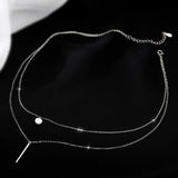 Square Stripe Diamond Round Double Necklace – Jewelry Gift Ideas — 2