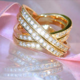 Luxury Women's Ring Double Row Cross Inlaid – Jewelry Gift Ideas — 2