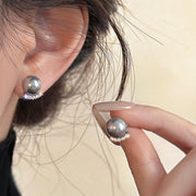 Silver Needle Flower Butterfly Resin Stud Earrings – Stylish Gifts — 4