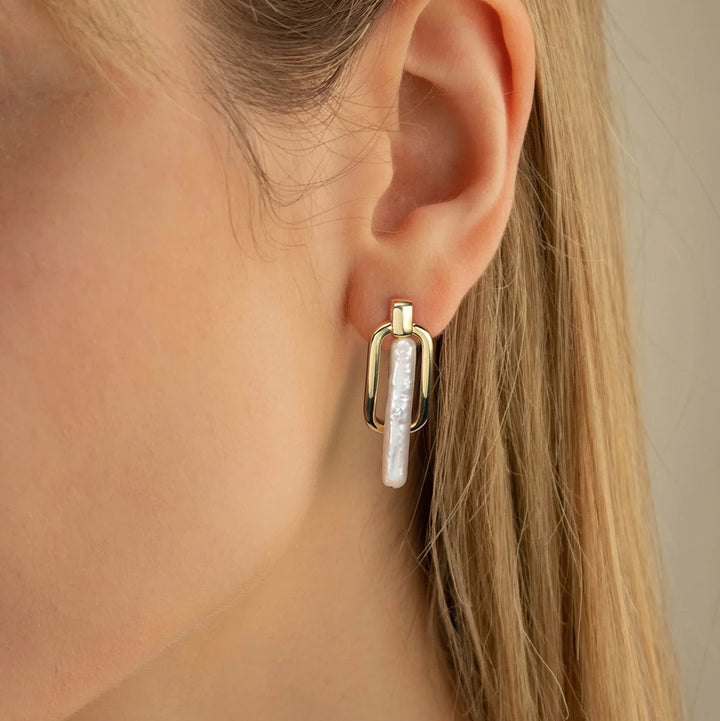 Sterling Silver Irregular Pearl Gold Earrings – Meaningful Gifts — 1