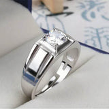 Ring S925 Silver Male Mouth Simple Simulation Diamond – Gifts for Him — 4