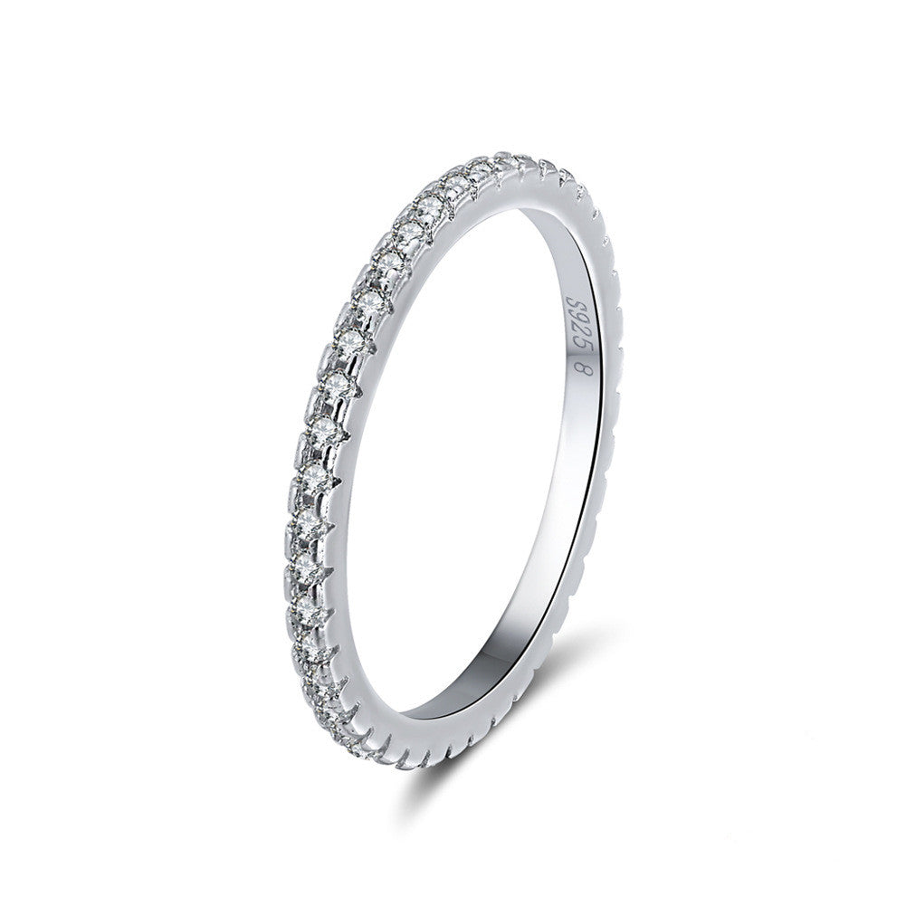 S925 Sterling Silver Platinum Zircon Diamond Ring – Stylish Gifts — 1