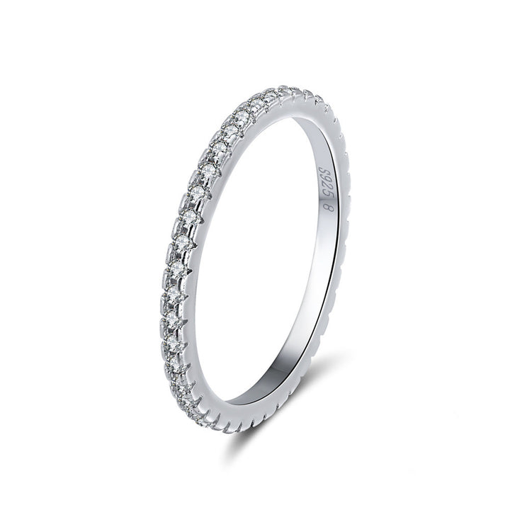 S925 Sterling Silver Platinum Zircon Diamond Ring – Stylish Gifts — 1