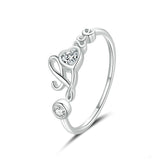 White Gold Plated Heart Shaped Zircon English Ring – Stylish Gifts — 3