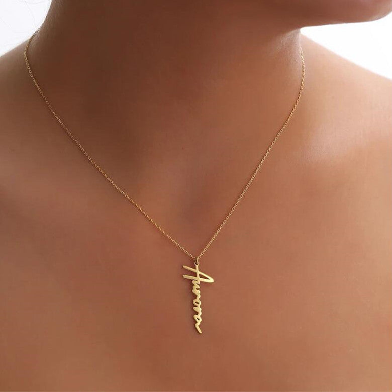 Handmade Vertical Name Signature Letter Necklace – Jewelry Gift Ideas — 1