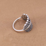 S925 Sterling Silver Inlaid Banana Leaf Ring – Holiday Gift Ideas — 5